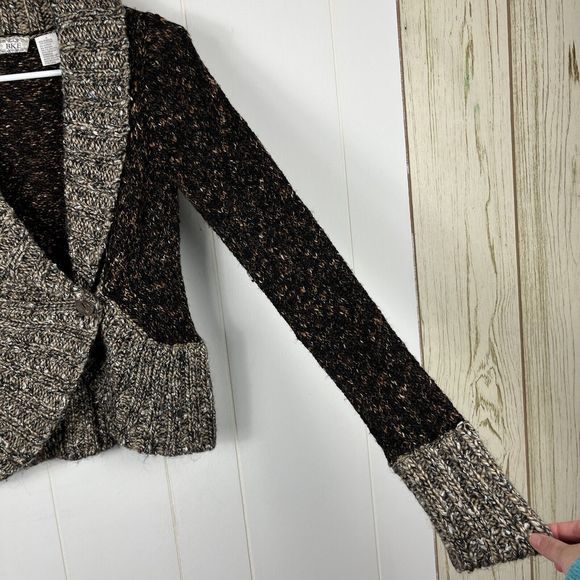 Buckle BKE Women Cardigan Sweater Small Brown Black Marled Button Alpaca Mohair - Picture 4 of 6